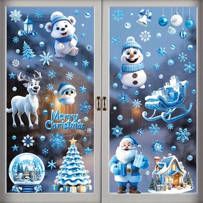 9 Hojas Copos de Nieve Ventana Adhesivos Calcomanía Adhesivos Copo de Nieve Decoración de Navidad Foto 1 de 4