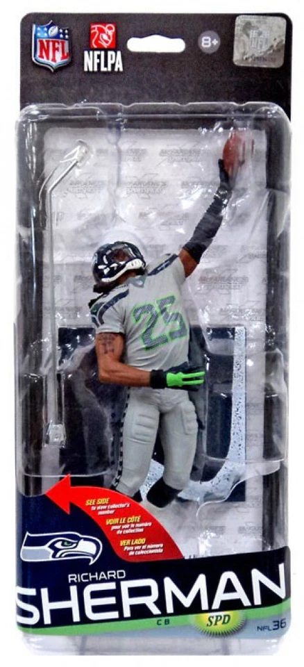 Figura de acción de Richard Sherman serie 36 de fútbol americano NFL Sports Picks [uniforme gris] Foto 1 de 1