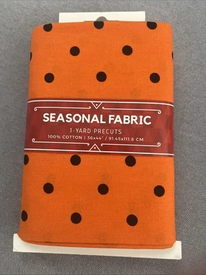 NOVO 1 jarda tecido sazonal pré-cortado David Textiles 100% algodão laranja bolinhas - Imagem 1 de 2