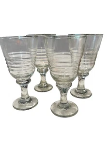 Vintage Libbey, 4 Clear Sirrus Ribbed Water, Iced Tea GobletsGlassware (012) - Picture 1 of 2