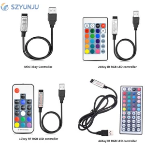 5V USB LED RGB controller 3Key Dimmer 24Key  IR Remoter 17Key RF For LED strip - Picture 1 of 6