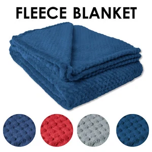 Blanket Flannel Fleece Bed Warm Cosy Waffle Throw Over Ultra Soft Bed Sofa - Picture 1 of 11