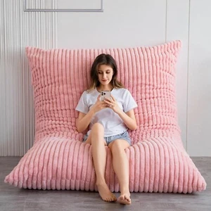 MAXYOYO Bean Bag Chairs High-Density Foam Filling Convertible Sofa Pink 135x190 - Picture 1 of 7