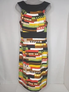 AGB Dress Size 14 Sleeveless Bright Colorblock Zip Midi - Picture 1 of 9