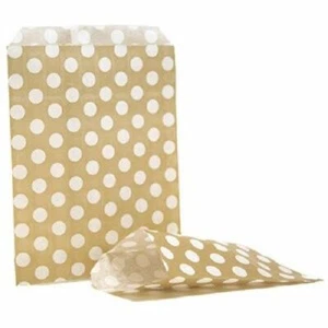 Gold Polka Dot Paper Bags Sizes From 5" x 7" / 13 x 18cm Or 7" x 9" / 18 x 23cm - Picture 1 of 1