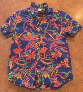 J.Crew Crewcuts Boys Hawaiian Floral Short Sleeve Button Down Shirt, Size 14 - Picture 1 of 5