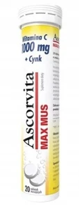 Ascorvita Max Mus Vitamin C 1000 mg Zink für starkes Immunsystem & Schutz 20 STK - Bild 1 von 3