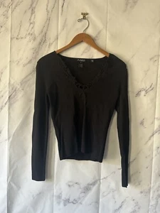 CABO VINTAGE ANNI 90 - MAGLIONE DETTAGLIO UNCINETTO NERO DONNA PICCOLO  - Foto 1 di 9