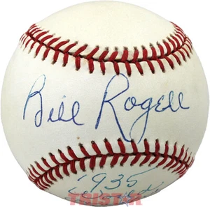 Billy Rogell autografiado oficial de béisbol de la Liga Americana inscrito 1935 Tigres de Detroit PSA - Imagen 1 de 3