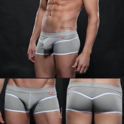 Sexy Underwear Trunks Breathable Men's Boxer Briefs U Pouch Mesh Men's Panties - Image 1 of 4