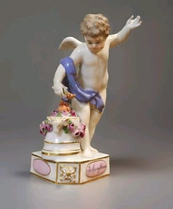 Meissen Porcellana Motti di Cupido Je Les Enflamme Illuminazione Cuore - Foto 1 di 13