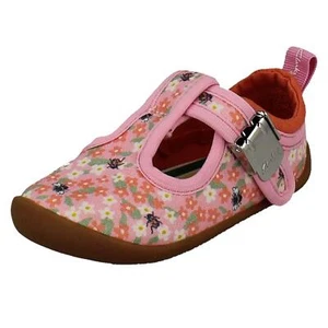 Girls Clarks Canvas T-Bar Roamer Bloom T - Picture 1 of 10