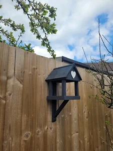 Wooden small Fence or post fixed Bird table/feeder.With heart feature. - Picture 1 of 4