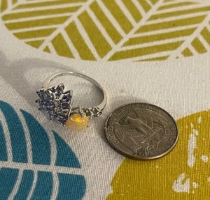 Marquise Tansanit & Träne Gelb Flash Jelly Opal 925 Ring Gr. 9 Urlaubsgeschenk - Bild 1 von 2