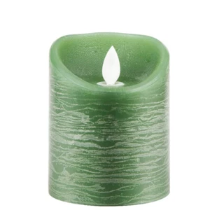 LED Echtwachskerze mit Timer flackender Docht Jade Grün Höhe 12.5cm - Picture 1 of 1