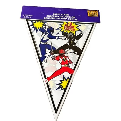Mighty Morphin Power Rangers Party Flags 1994 Hallmark VTG Saban Party Express