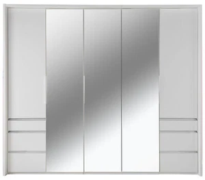 Falt-/Drehtürenschrank Everly Kleiderschrank weiß Spiegel 250x56x216cm (18466) - Bild 1 von 6