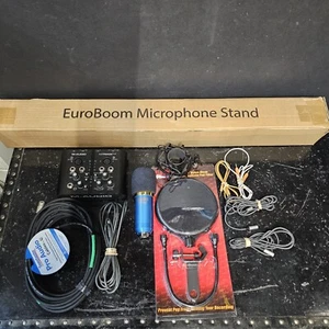M-Audio M-Track Plus 2 Channel Bundle Mic XLR 1/8" Cabkes Euroboom Shock Pop - Picture 1 of 15