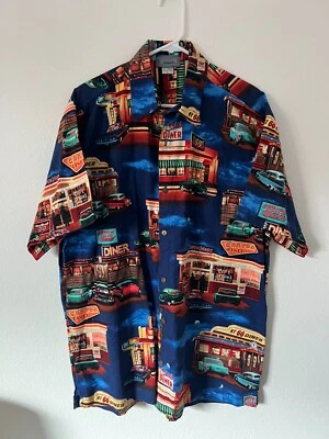 High Seas Trading Co Men Large Route66 Short Sleeve Button Hawaiian Shirt /3A - Image 1 of 4