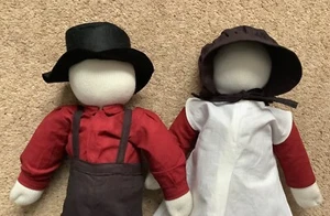 Vintage rag dolls signed and dated by Amish doll artist, folk dolls - Picture 1 of 5