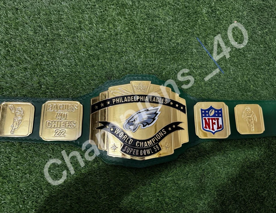 Philadelphia Eagles NFL Super Bowl Champion 40-22 Title Belt Adult Size Zinc - Image 1 of 4
