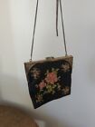 Vintage Pure Silk Made In India Embroidered Floral Pattern Mini Evening Bag