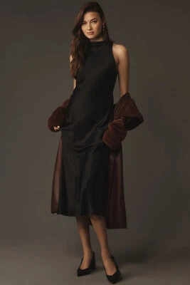 Vestido Anthropologie The Perla Racerback Metálico Midi Talla M Nuevo con Etiquetas Color Negro Foto 1 de 4