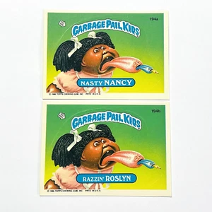 Garbage Pail Kids 194a Nasty Nancy and 194b Razzin' Roslyn GPK Stickers - Picture 1 of 3