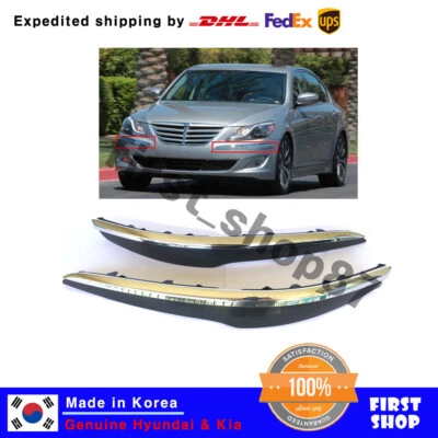 NUEVO JUEGO DE 4p molduras de parachoques delantero cromado izquierdo + derecho OEM para Genesis Sedán 12-14 Foto 1 de 4