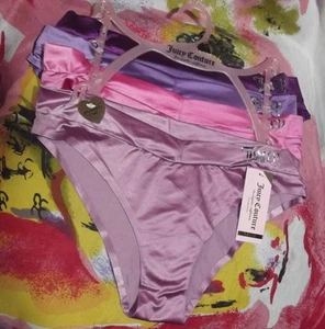 4 NEW JUICY COUTURE JC1703 5PKAC MF NO PANTY LINES V-WAIST BIKINI PANTIES L - Picture 1 of 2