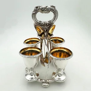 4 EGG CUP FRAME & CUPS OLD SHEFFIELD PLATE WILLIAM IV c1830 Roberts, Smith & Co - Picture 1 of 12