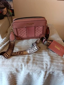 River Island Pink Embossed Monogram Structured Crossbody Bag &Card Holder  - Picture 1 of 8