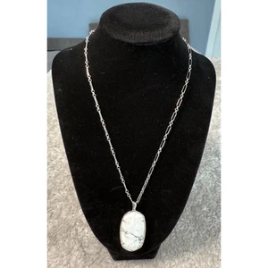 Kendra Scott Reid White Howlite Silver Tone Pendant Necklace Adjustable Boho - Picture 1 of 6