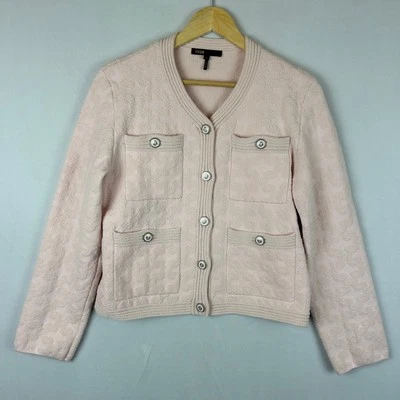 Maje Madere Textured Blazer Cardigan Sweater Jacket Pink Women's Size 3 or US L - Image 1 of 4