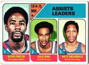 1975-76 Topps - Assist Leaders Tiny Archibald, Kevin Porter, Dave Bing #5 - EX - Foto 1 di 2