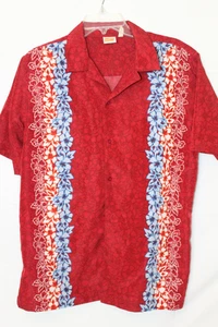 Sideout Red Hawaiian Shirt Men's Size Medium Short Sleeve - Picture 1 of 3