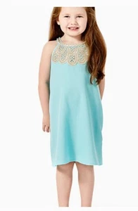 Lilly Pulitzer Blue & Gold Mini Pearl Shift Dress - Size 5 - Picture 1 of 3