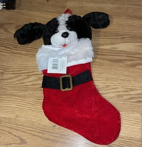 Plush Dog Christmas Holiday Stocking 16" LONG - Picture 1 of 4