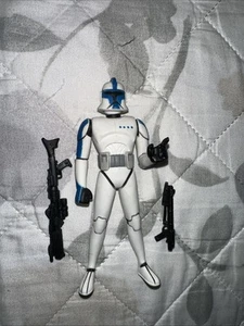 Hasbro Star Wars 2004 Clone Wars Clone Trooper Tenente Blu 3,75" Completo - Foto 1 di 2
