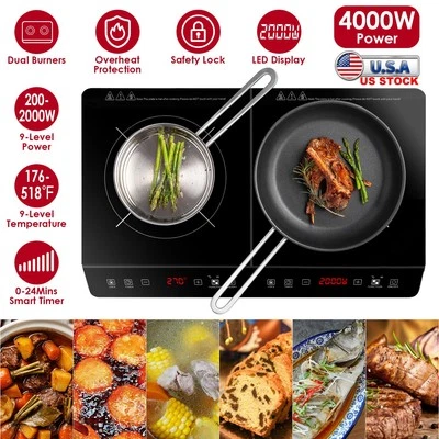 4000W Dual Burner Induction Cooktop Countertop Electric Cooker‌ Hot Plates Stove - Image 1 of 4
