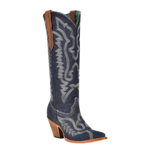 Women's Denim Blue with White Embroidery Cowboy Boot by Corral Z5226 - Picture 1 of 12