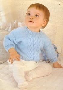 Baby toddler knitting pattern cable design sweater copy knitting pattern 8 ply - Picture 1 of 2