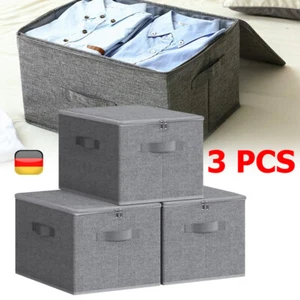 Aufbewahrungsbox mit Deckel 3er Set, faltbare Oxford-Stoffbox mit 3 Griffen DE - Bild 1 von 16