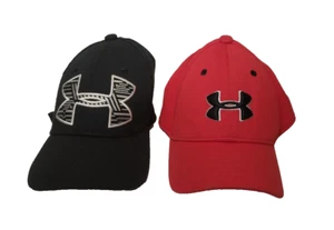 Under Armour Classic Fit Cap - Red/Black w/White Logo - Youth S/M (Lot of 2) - Picture 1 of 6