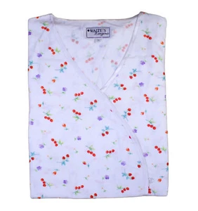 Ladies Cherries Flowers Pyjamas Set Oriental Style Top & Bottoms PJs Medium - Picture 1 of 3