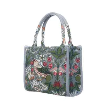 Signare Strawberry Thief Grey V&A Tapestry Small City Handbag Cross Grab Bag Fun - Image 1 of 4
