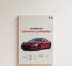 Maserati GranTurismo Poster - Italienischer Luxus Sportwagen Wandbild - Exotisches Auto - Bild 1 von 4