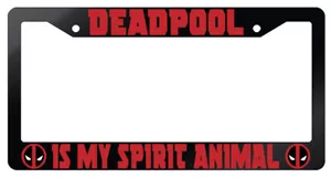 Deadpool Is My Spirit Animal Design 2A Glossy Black License Frame Auto Deadpool - Picture 1 of 1