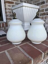 Vintage Pair MCM White Gold Etched Lamp Globes Made In France Hollywood Regency