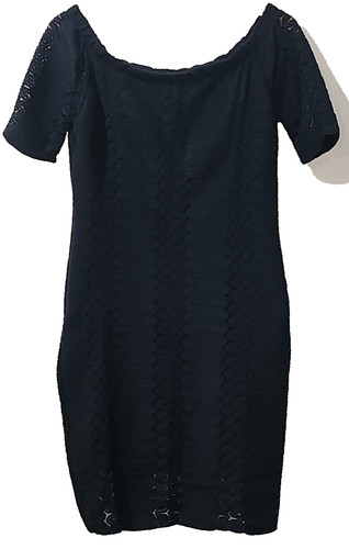 VETEMENTS Abito body all'uncinetto Renee C blu navy made USA taglia M carriera chiesa modesto